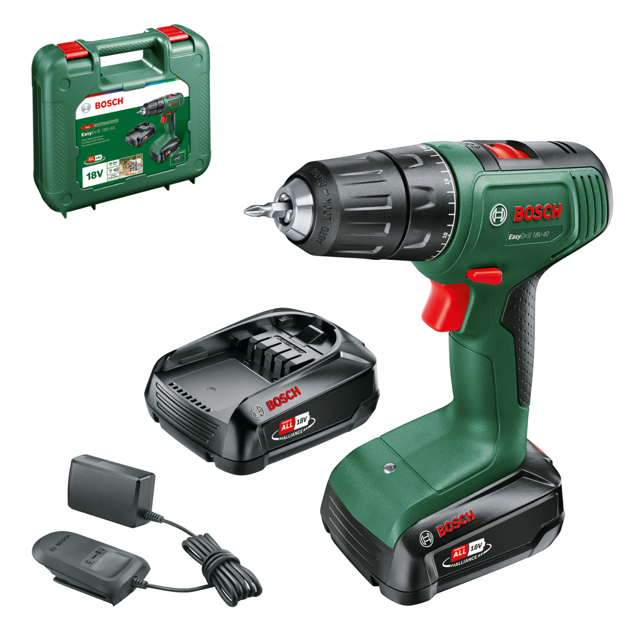 Bosch Easy Drill 18V-40 Bore-/skruemaskine med 2 stk. 1,5Ah batteri og lader