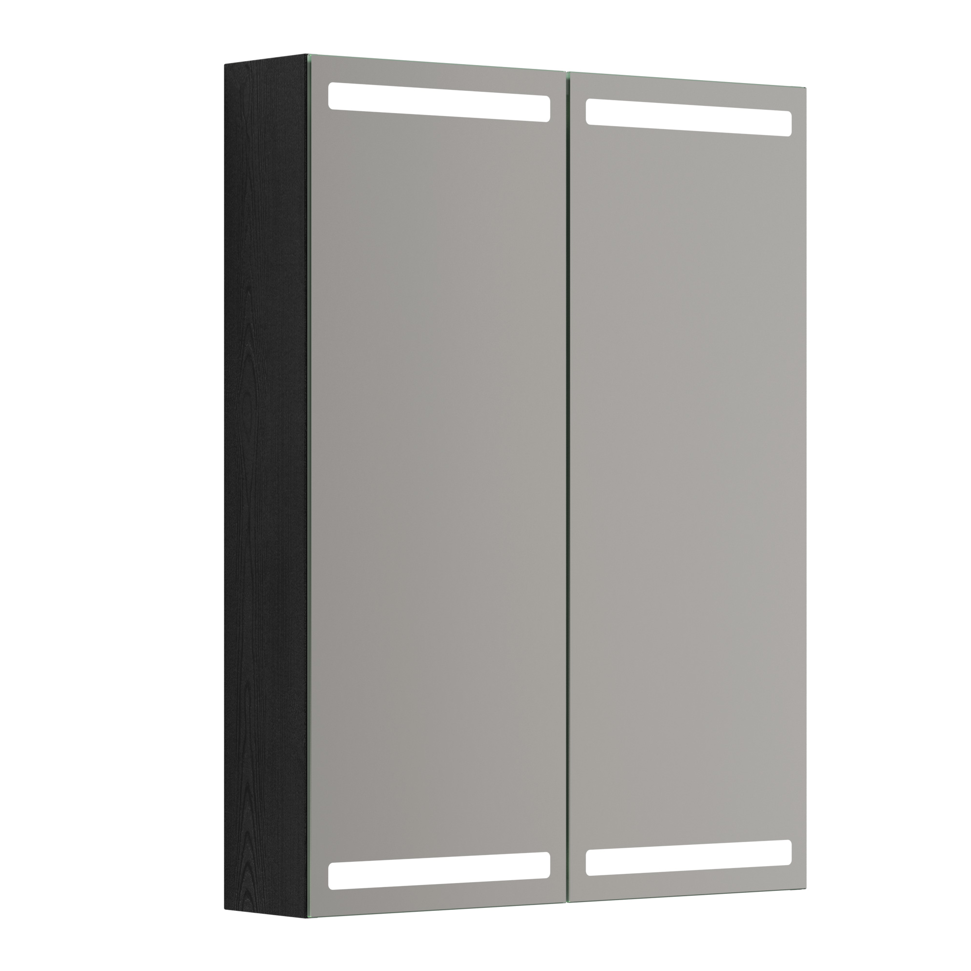 Scanbad Luna Level Spejlskab 80x60 cm m/2 låger - sort eg