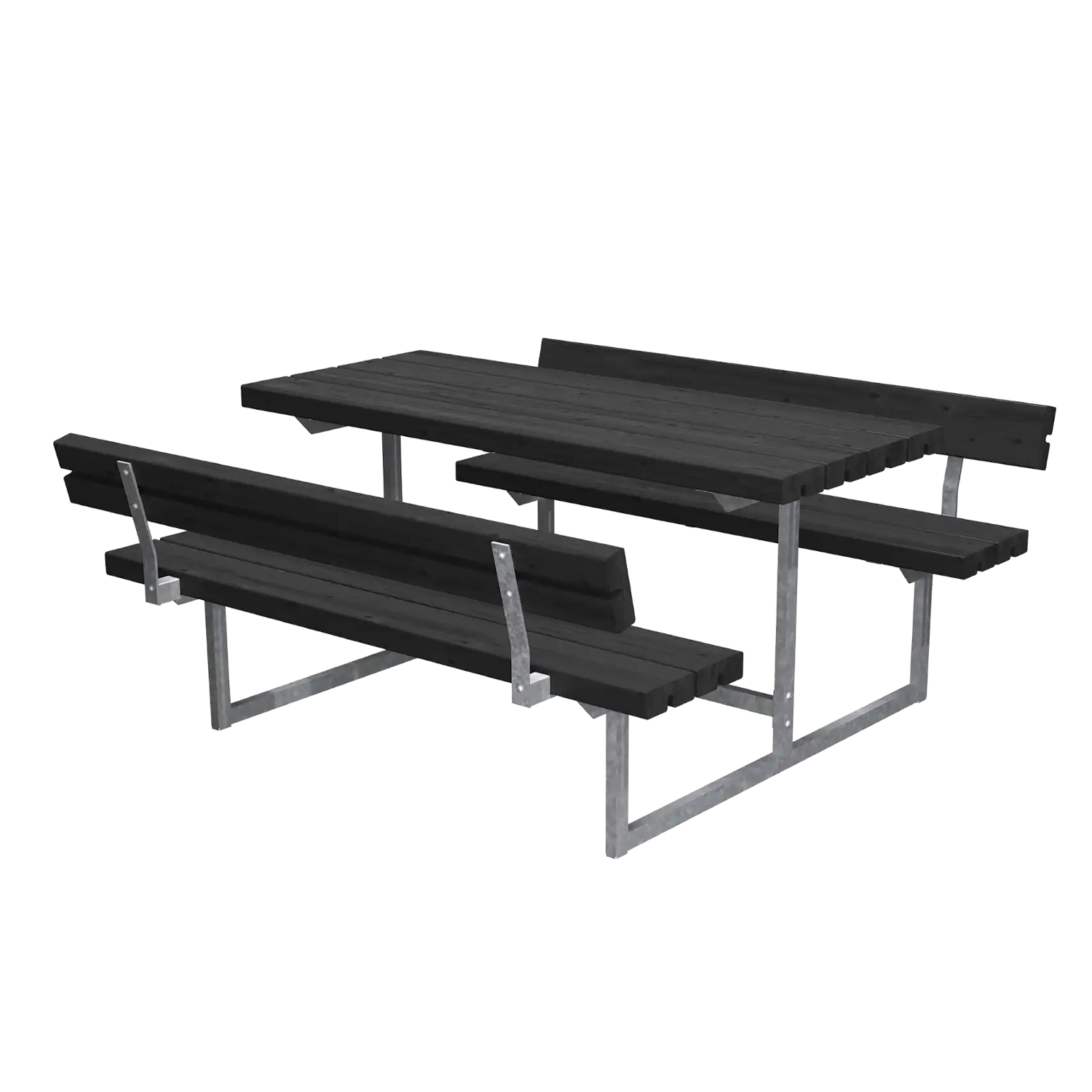 Plus Basic Junior Bord/Bænkesæt med 2 ryglæn 118 cm i sort