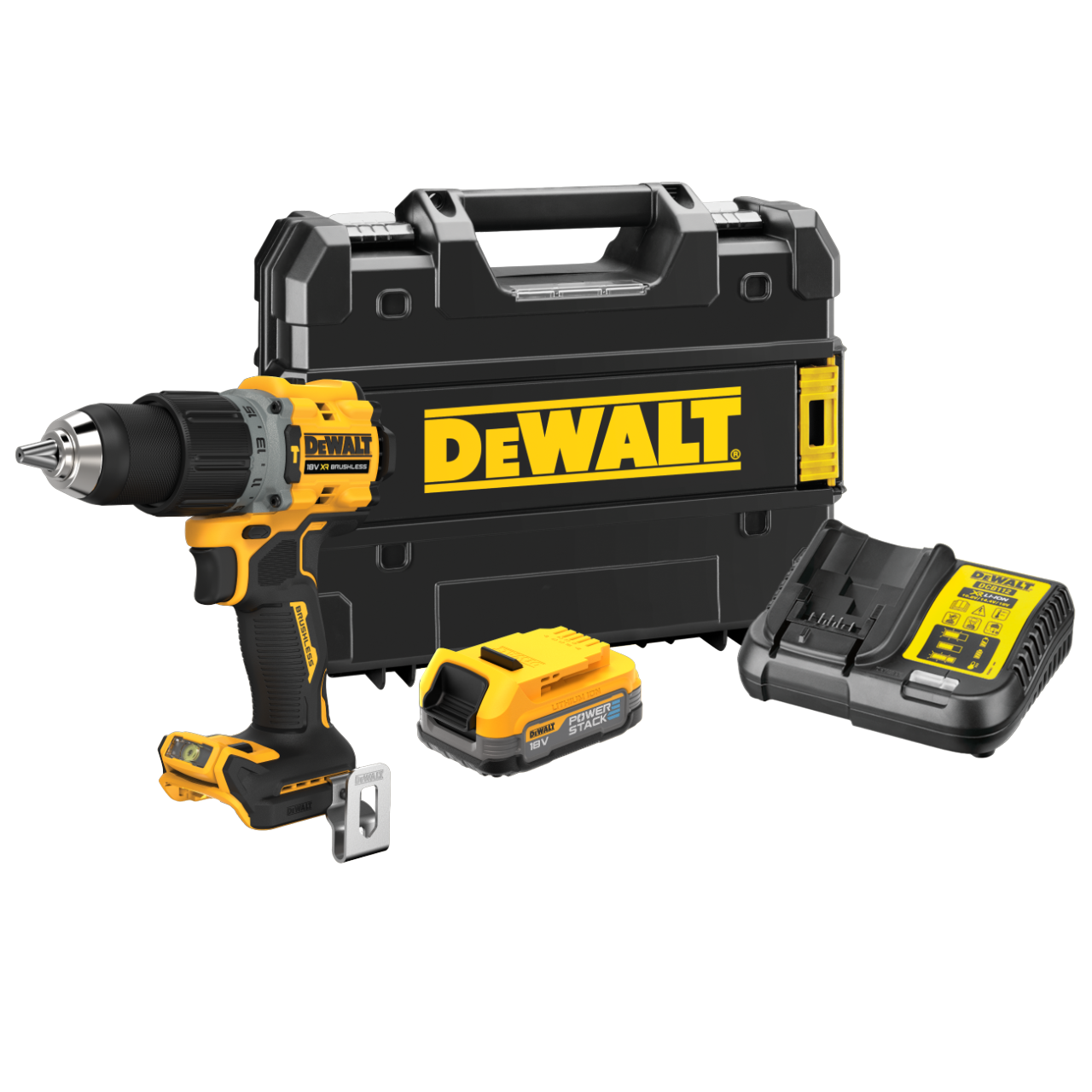 Dewalt DCD805E1T-QW 18V XR Slagbore-/skruemaskine med 1,7Ah PowerStack batteri og lader