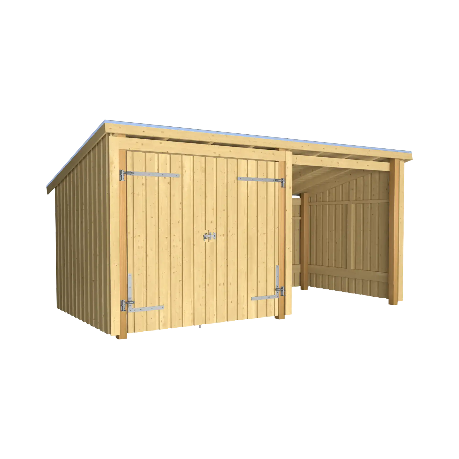 Plus Nordic Multi Havehus 9,5 m² - 2 moduler m/dobbeltdør og åben front inkl. tagpap/alulister