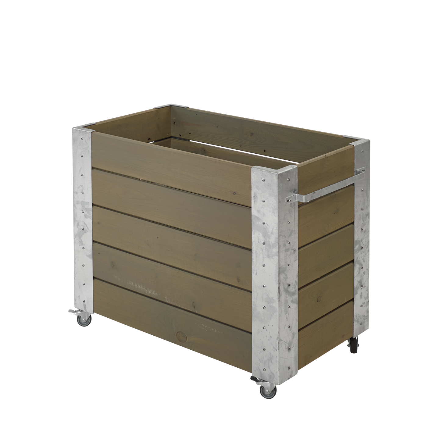Plus Cubic Blomsterkasse med hjul 50×87×70 cm i gråbrun