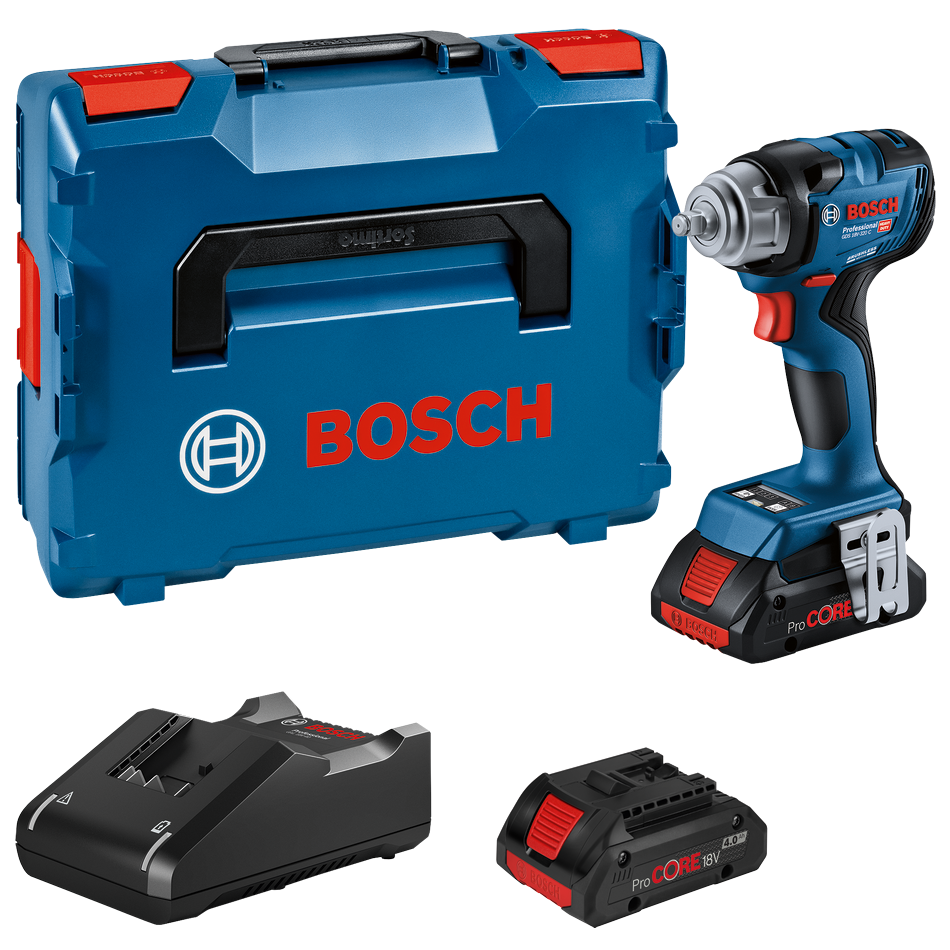 Bosch Professional GDS 18V-320 C Slagnøgle med 4,0Ah ProCORE batteri, hurtiglader og L-BOXX 136