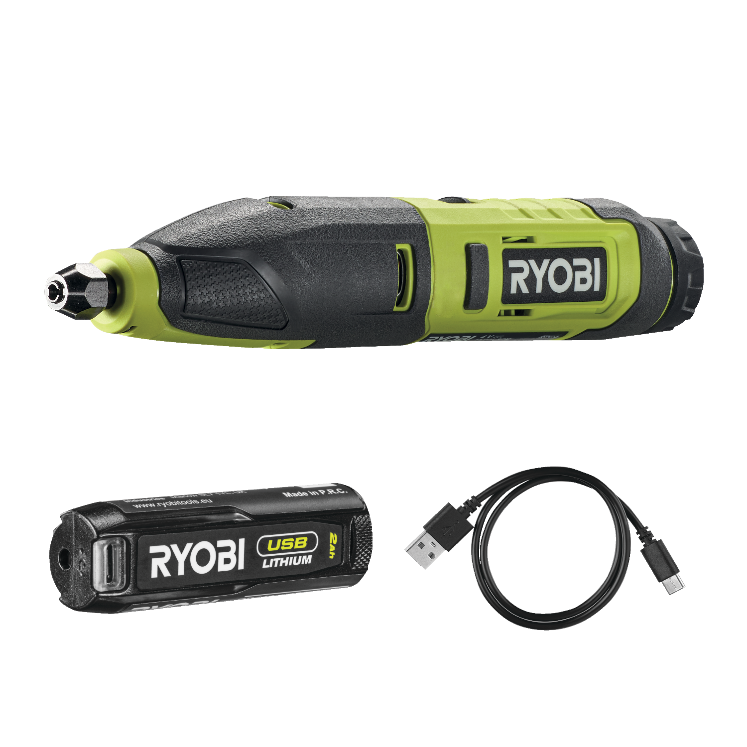 Ryobi RPC4-120G 4V USB Lithium Stemmejern med 2,0Ah batteri og ladekabel