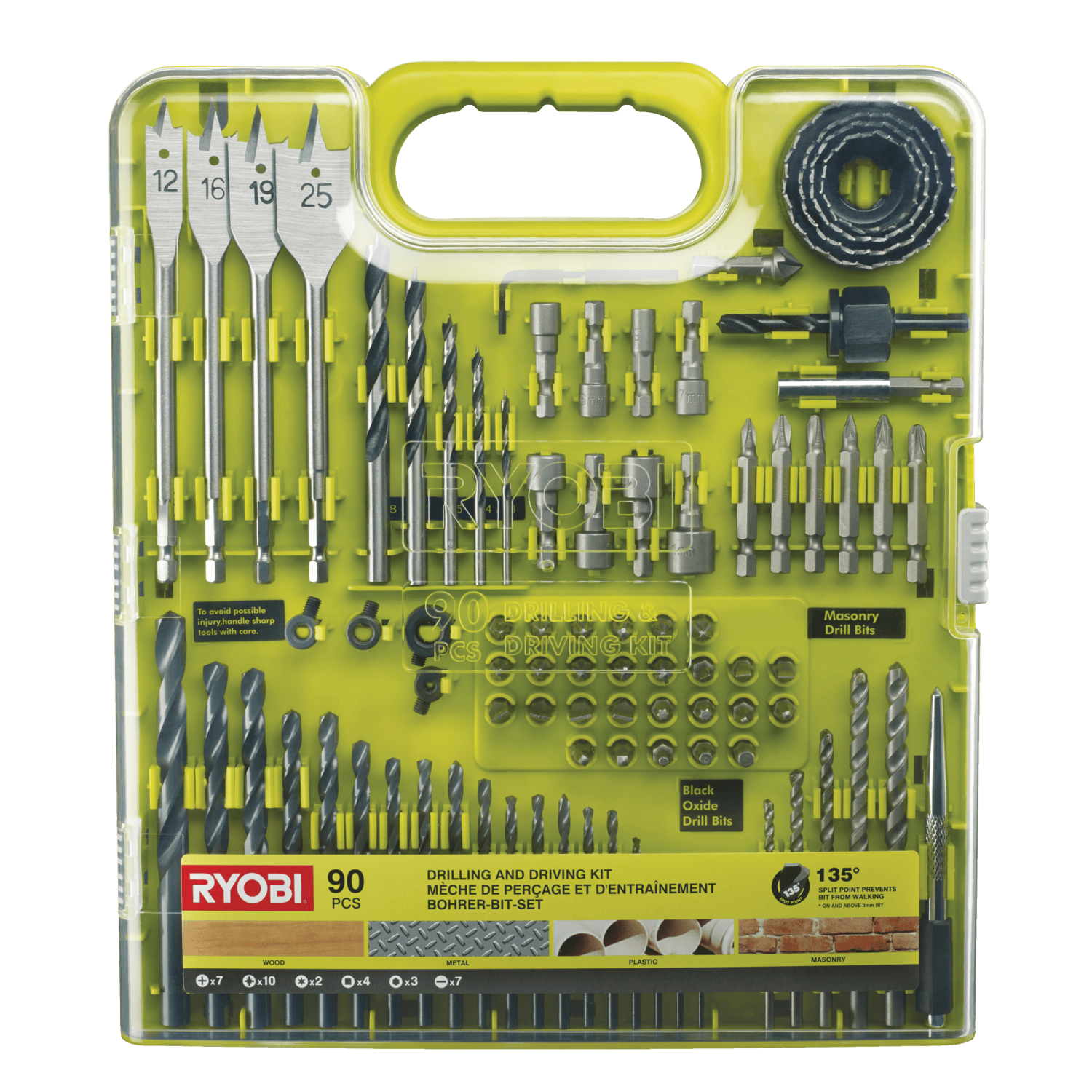 Ryobi RAKDD90 Bor-/bitsæt med 90 dele