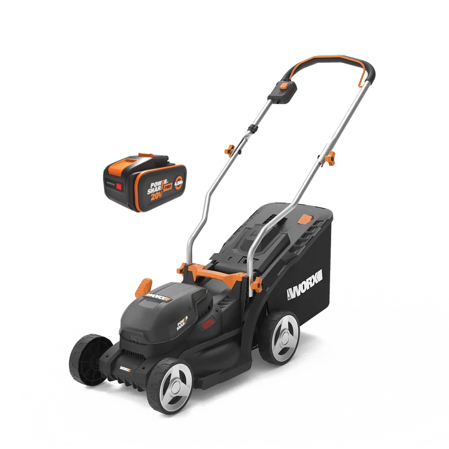 Worx WG733E 20V PowerShare Plæneklipper med 4,0Ah batteri og lader