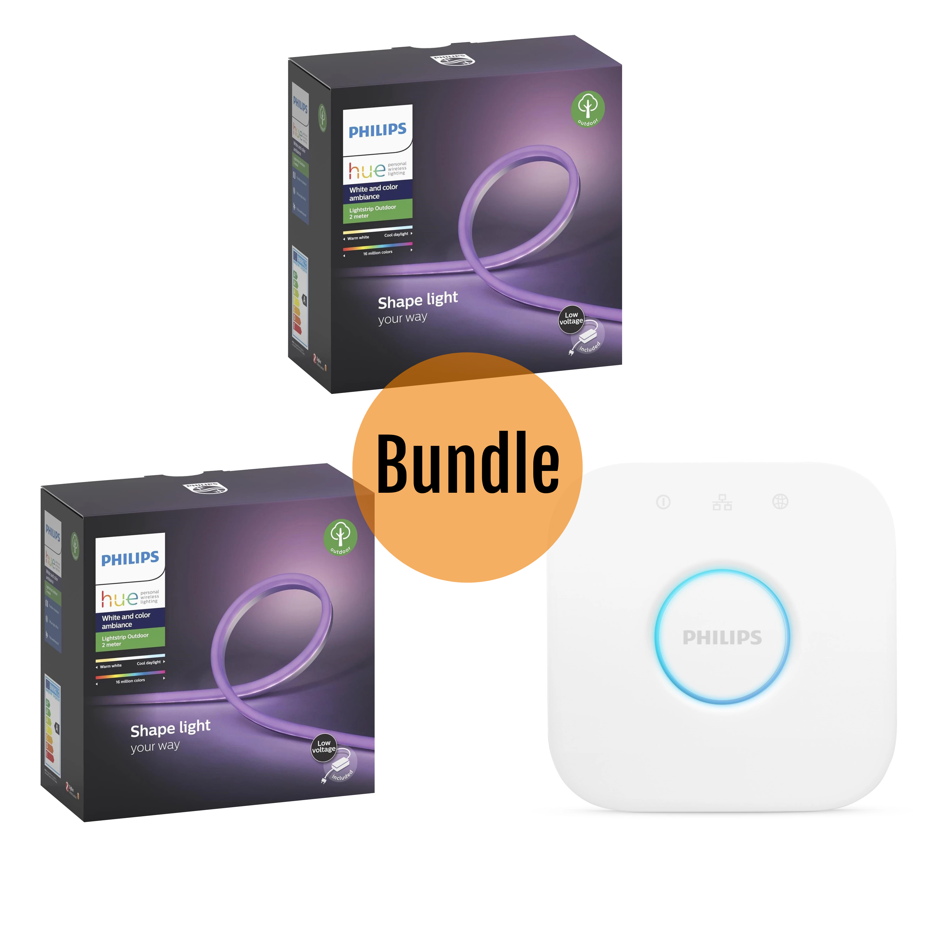 Philips Hue Outdoor Lightstrip WCA 2M x2 + Bridge – Bundle