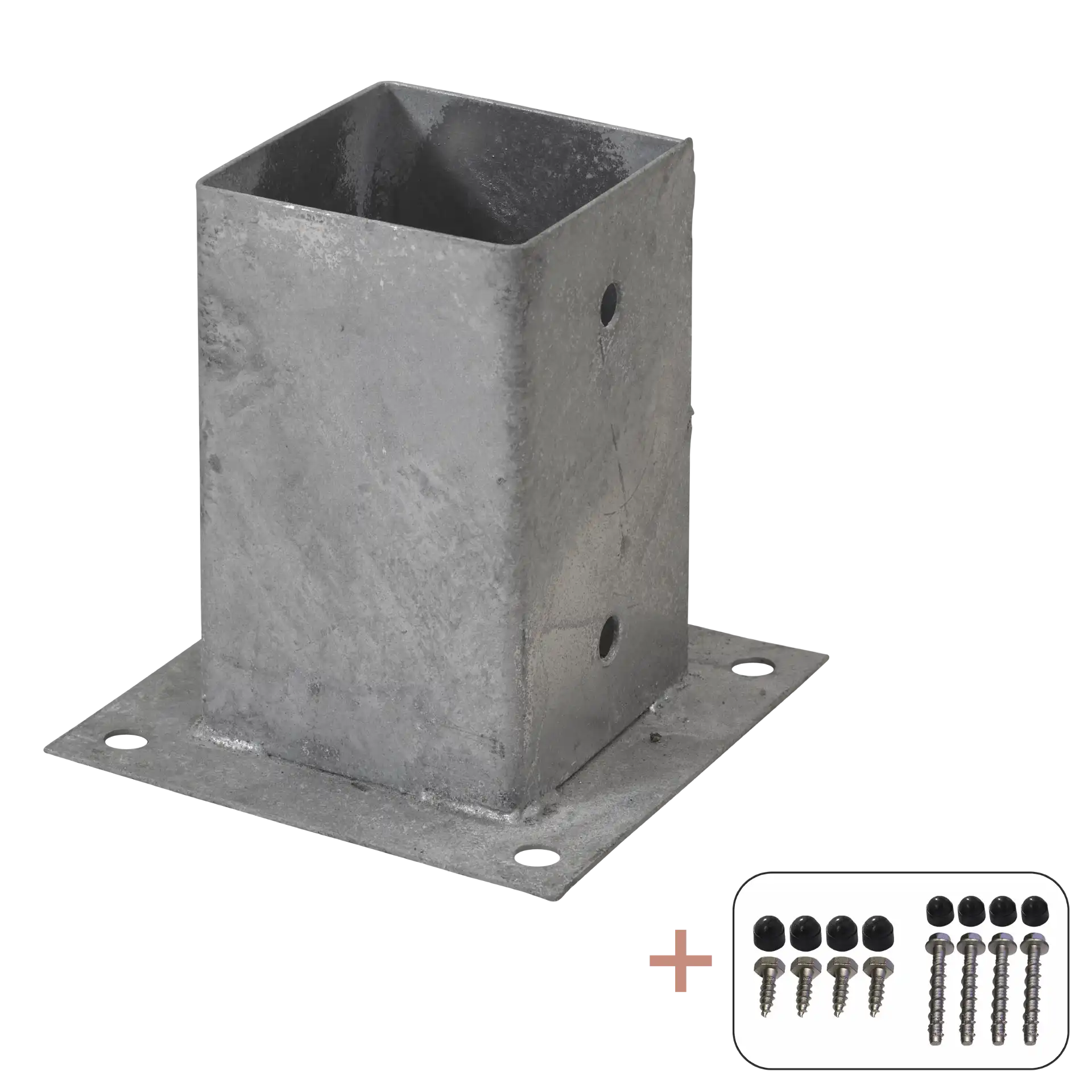 Plus Cubic Stolpefod 9×9 cm stolper til fundament i Stål med skruer