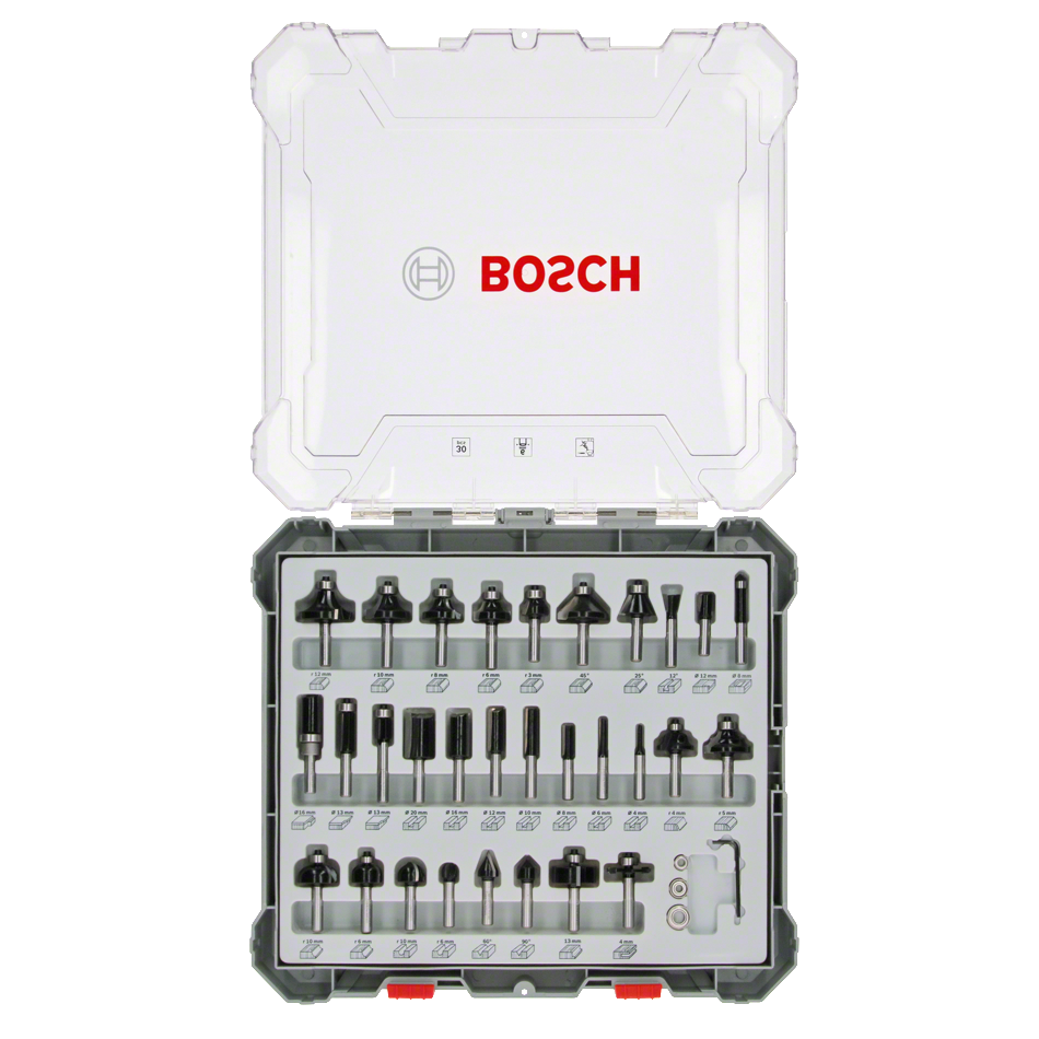 Bosch Overfræsersæt Ø6 mm - 30 dele