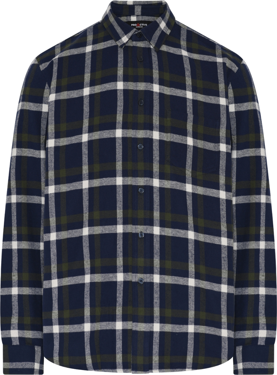 ProActive Flannelskjorte i navy/hvid - Str. 4XL