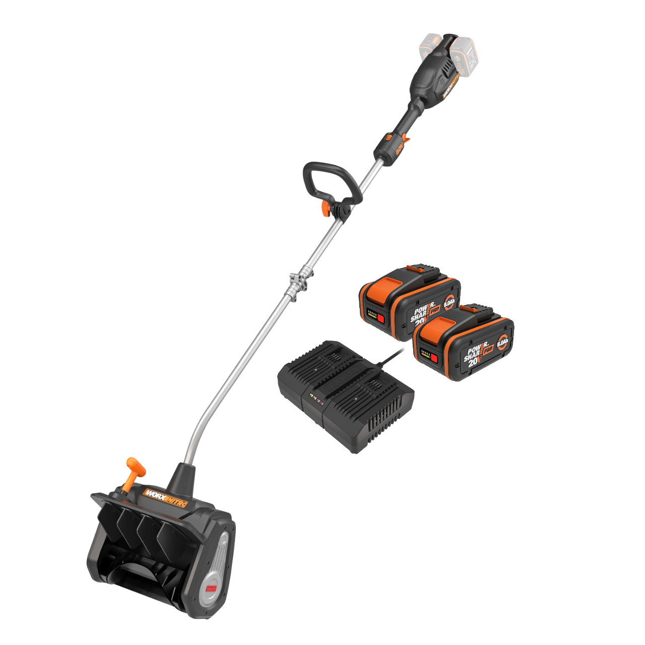 Worx WG460E 20V PowerShare Sneslynge 2x20V med 2 stk. 8,0Ah batteri og dobbeltlader