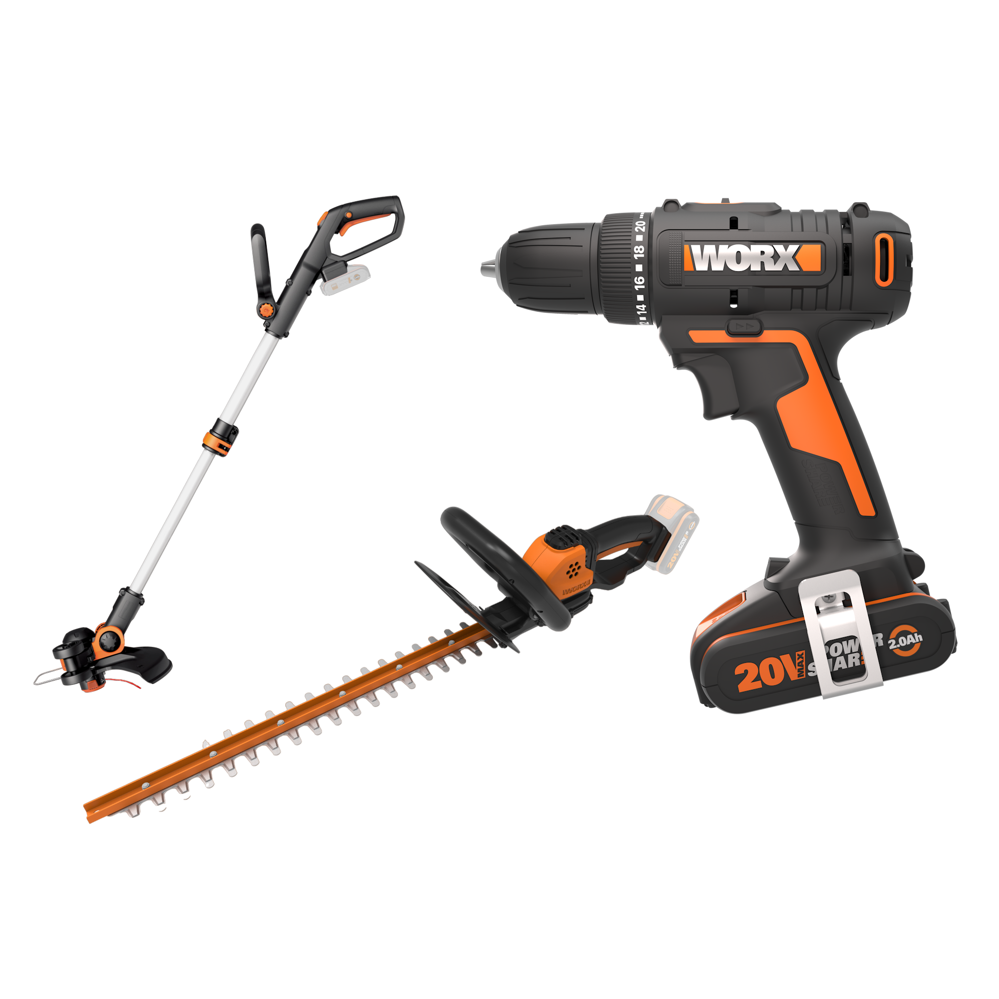 Worx WX3 Kombisæt med 3 maskiner, batteri og lader