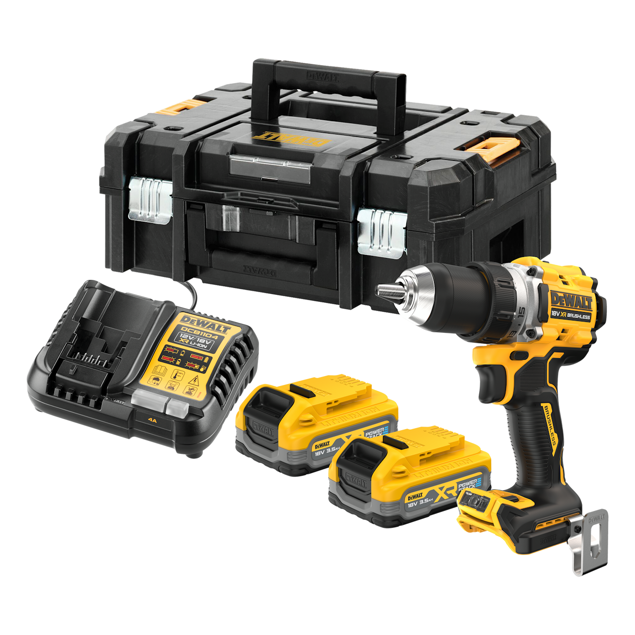 Dewalt DCD800S2T-QW 18V XR Bore-/skruemaskine med 2 stk. 3,5Ah PowerStack batteri, lader og TSTAK