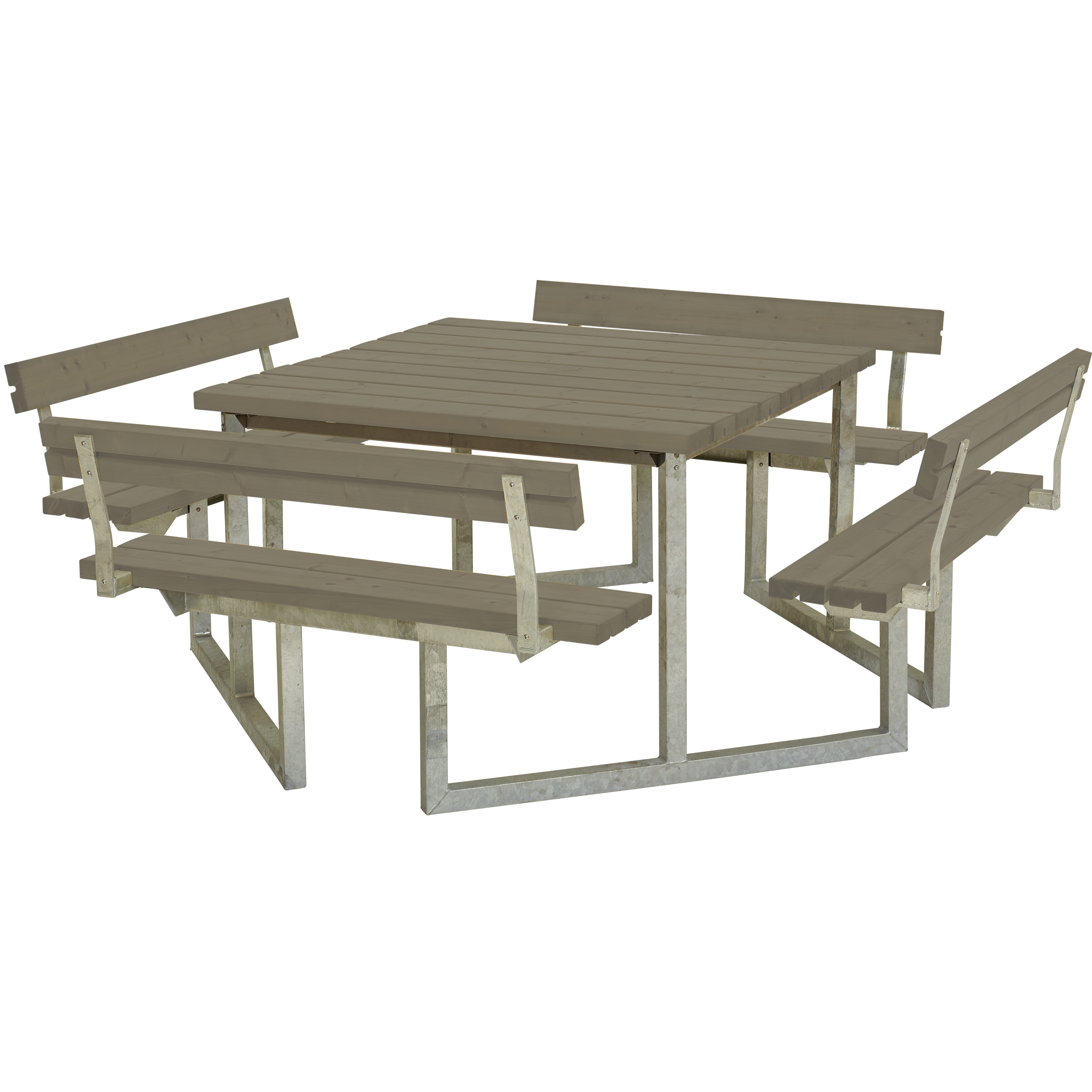Plus Twist Bord/Bænkesæt 227 cm med 4 ryglæn - Gråbrun