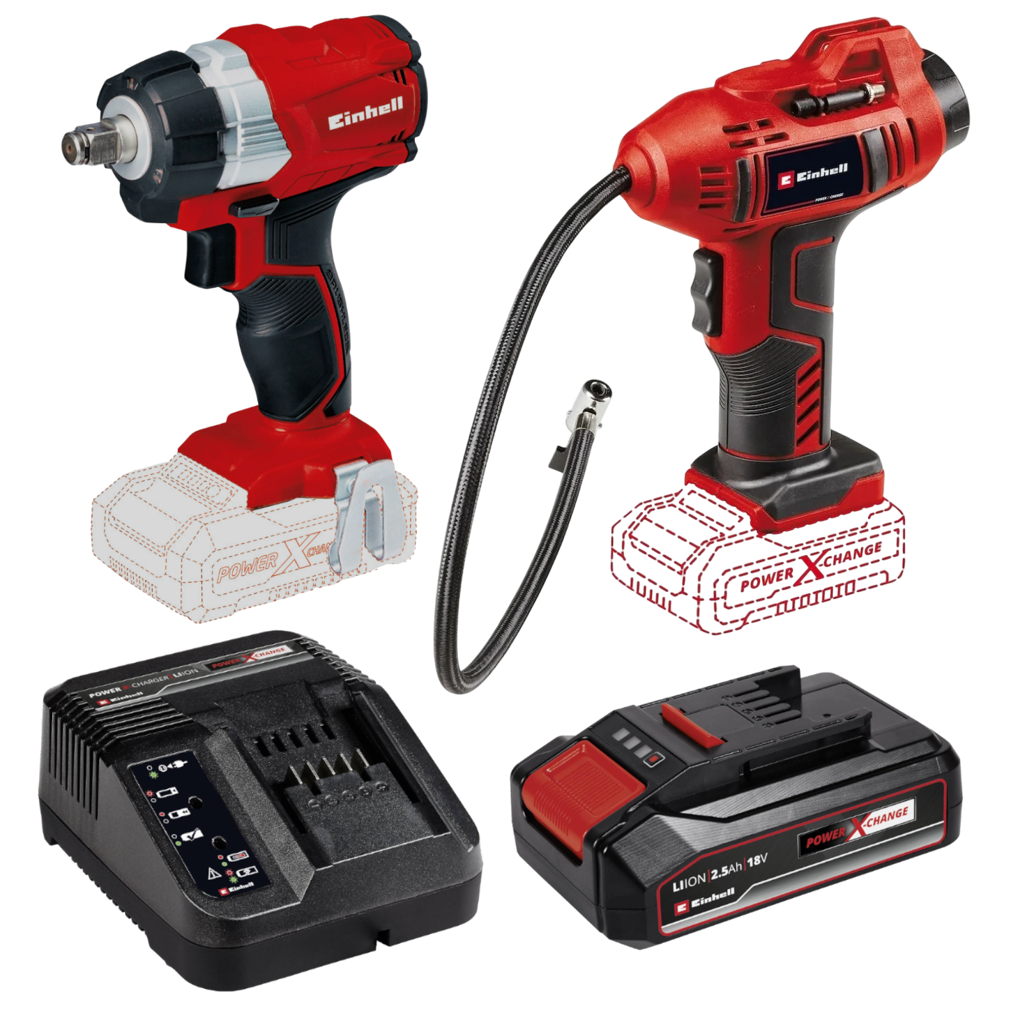 Einhell 18V Hjulskiftesæt med 2,5Ah batteri og lader
