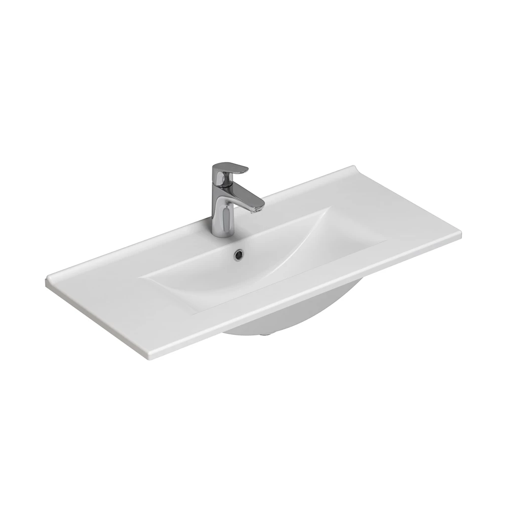 Scanbad Multo+ Amber Mini håndvask 81 x 36,5 cm porcelæn hvid