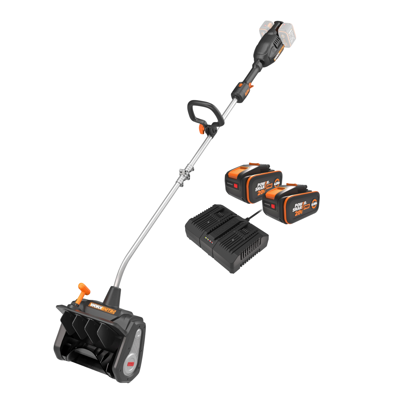 Worx WG460E 20V PowerShare Sneslynge 2x20V med 2 stk. 4,0Ah batteri og dobbeltlader