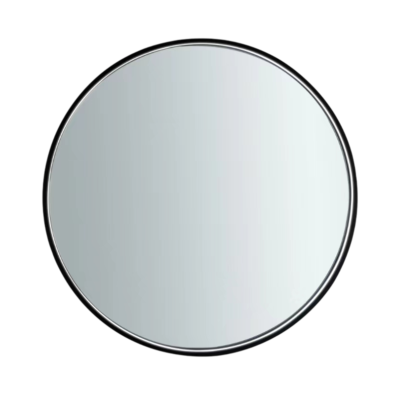 Milobad CL066 Spejl med LED-lys og sort ramme Ø80 cm