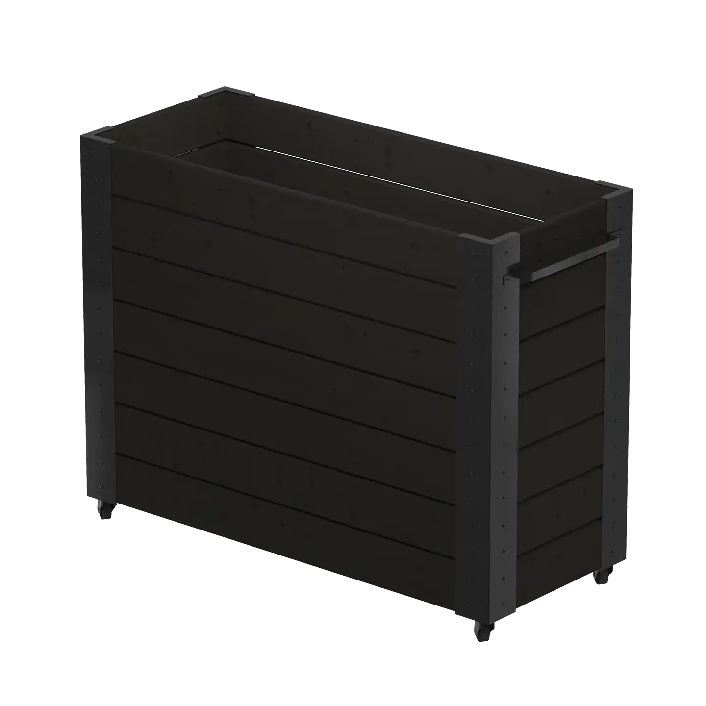 Plus Cubic Blomsterkasse med hjul i Sort RAL 9005 50×120×95 cm