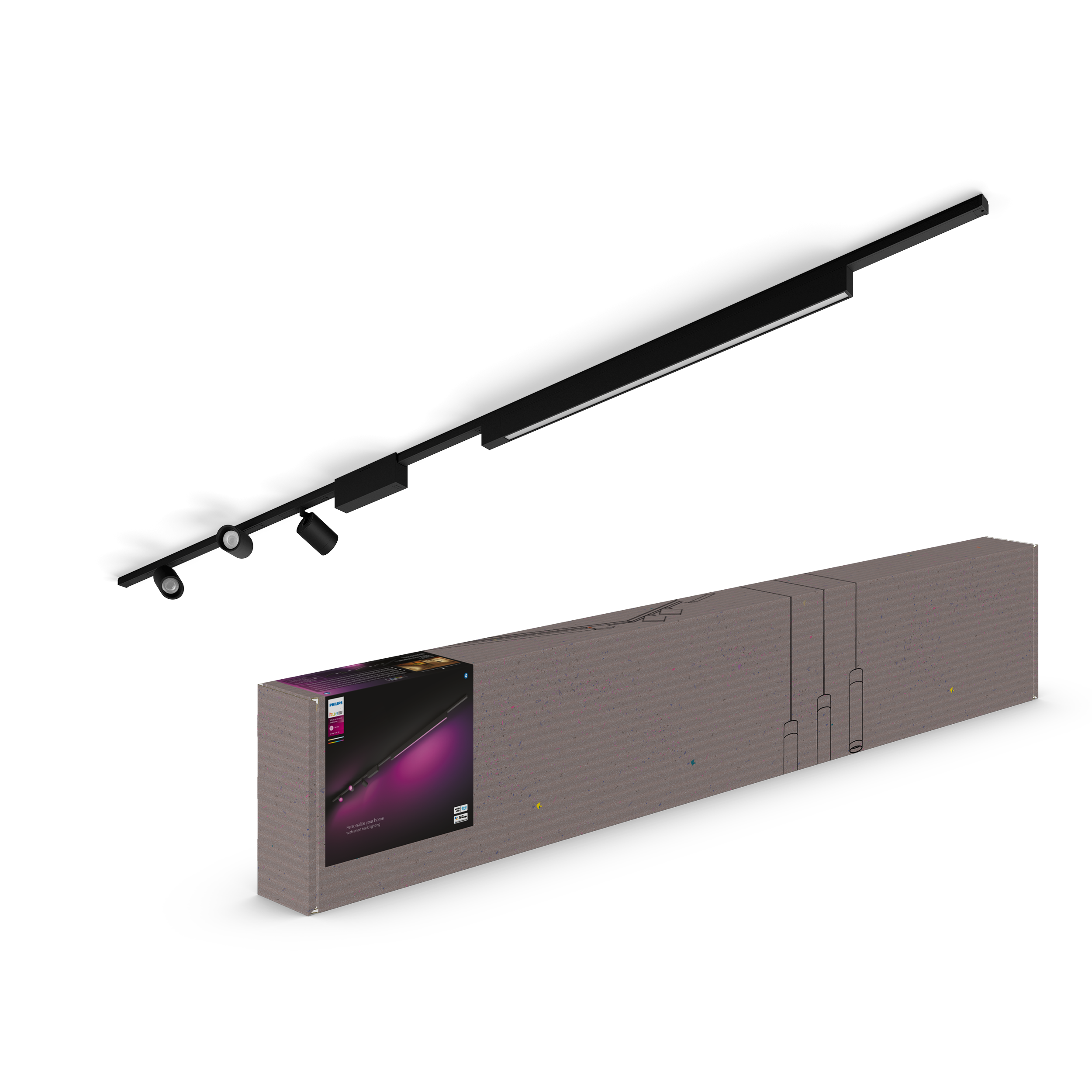 Philips Hue Perifo Loft WCA Lysskinnesæt 3 spots + 1 lysbar i sort
