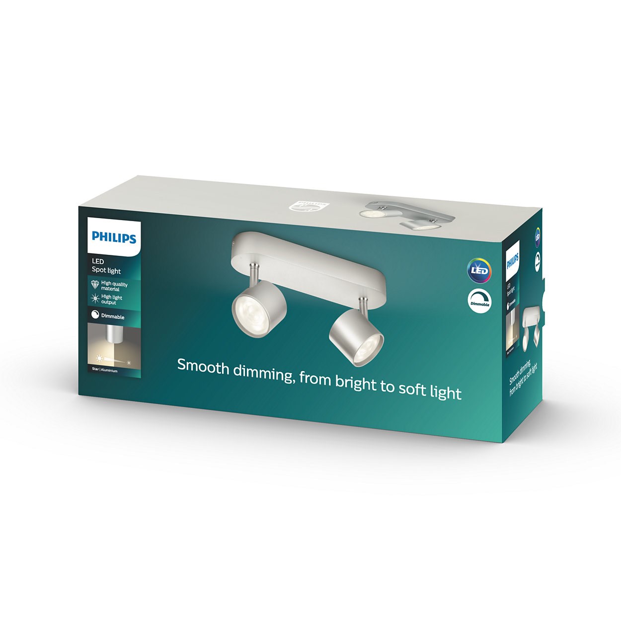 Philips myLiving Star LED m/2 spot i aluminium - 562424816