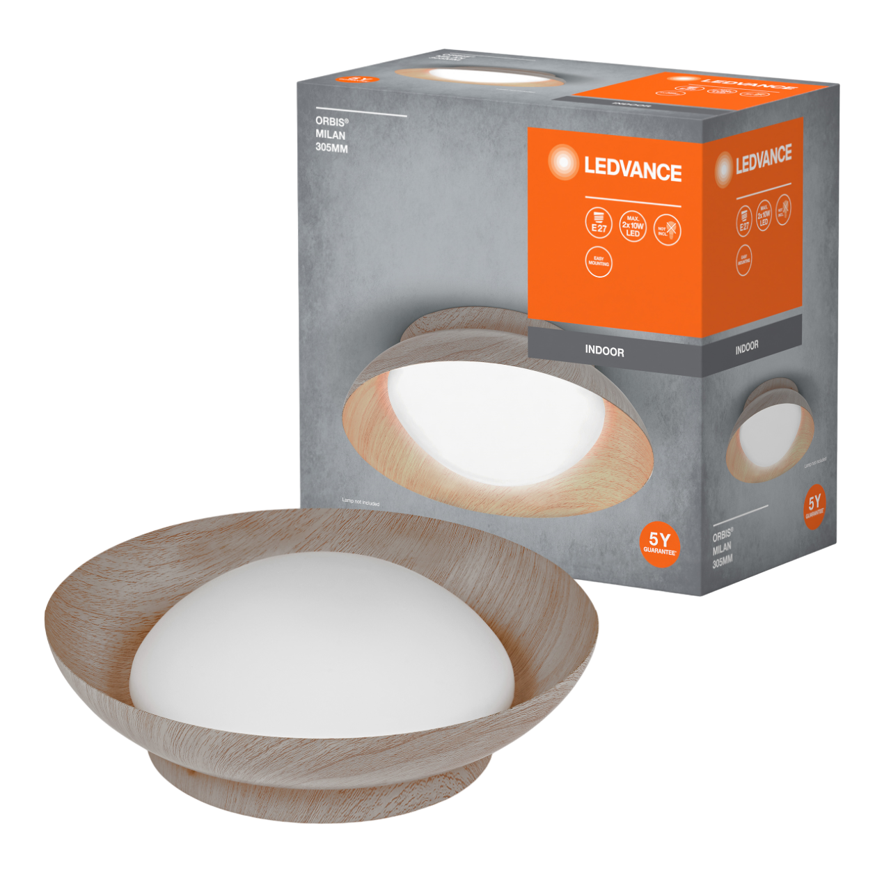 LEDVANCE Orbis Milan 305 mm 2xE27 i wood decor