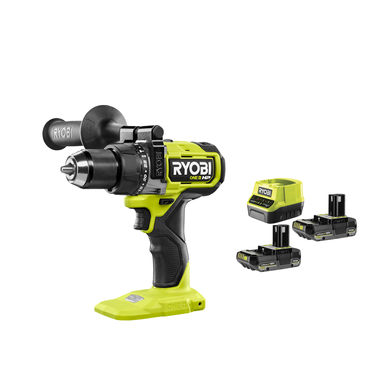 Ryobi RPD18X-220S ONE+ 18V HP Slagbore-/skruemaskine med 2 stk. 2,0Ah batteri og lader