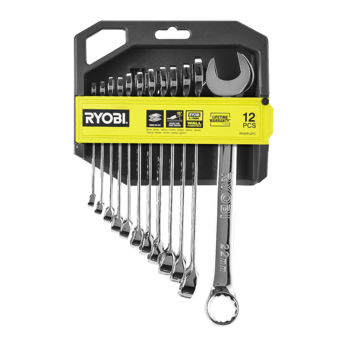 Ryobi RHWR12PC Ringgaffelnøglesæt med 12 dele
