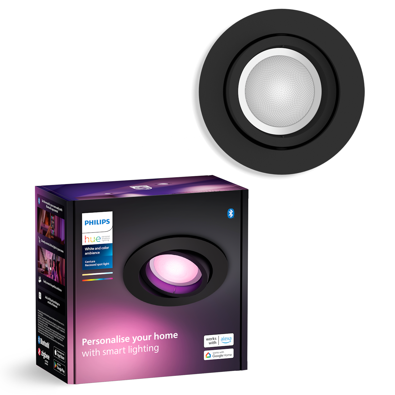 Philips Hue Centura WCA BT Indbygningsspot, rund i sort