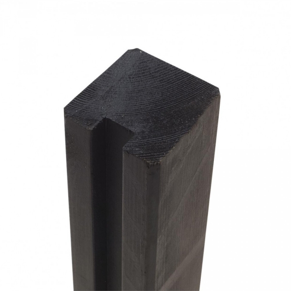 Plus Profilstolpe sort til hegn med 1 spor til afslutning 9x9 cm 268 cm