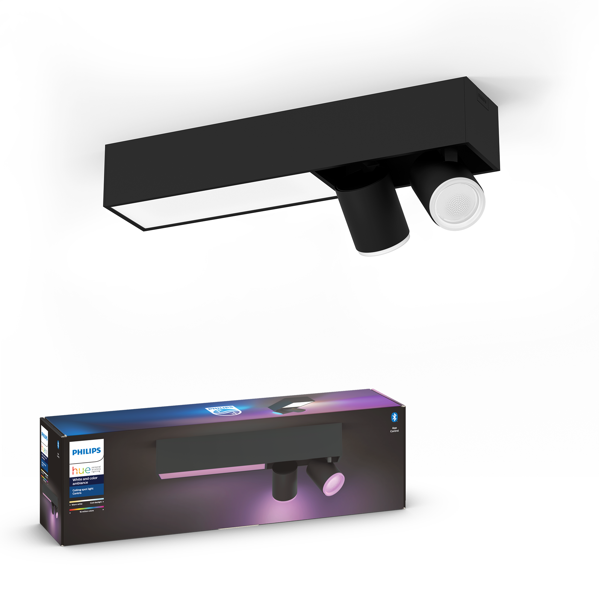 Philips Hue Centris WCA BT Loftslampe med 2 spots i sort