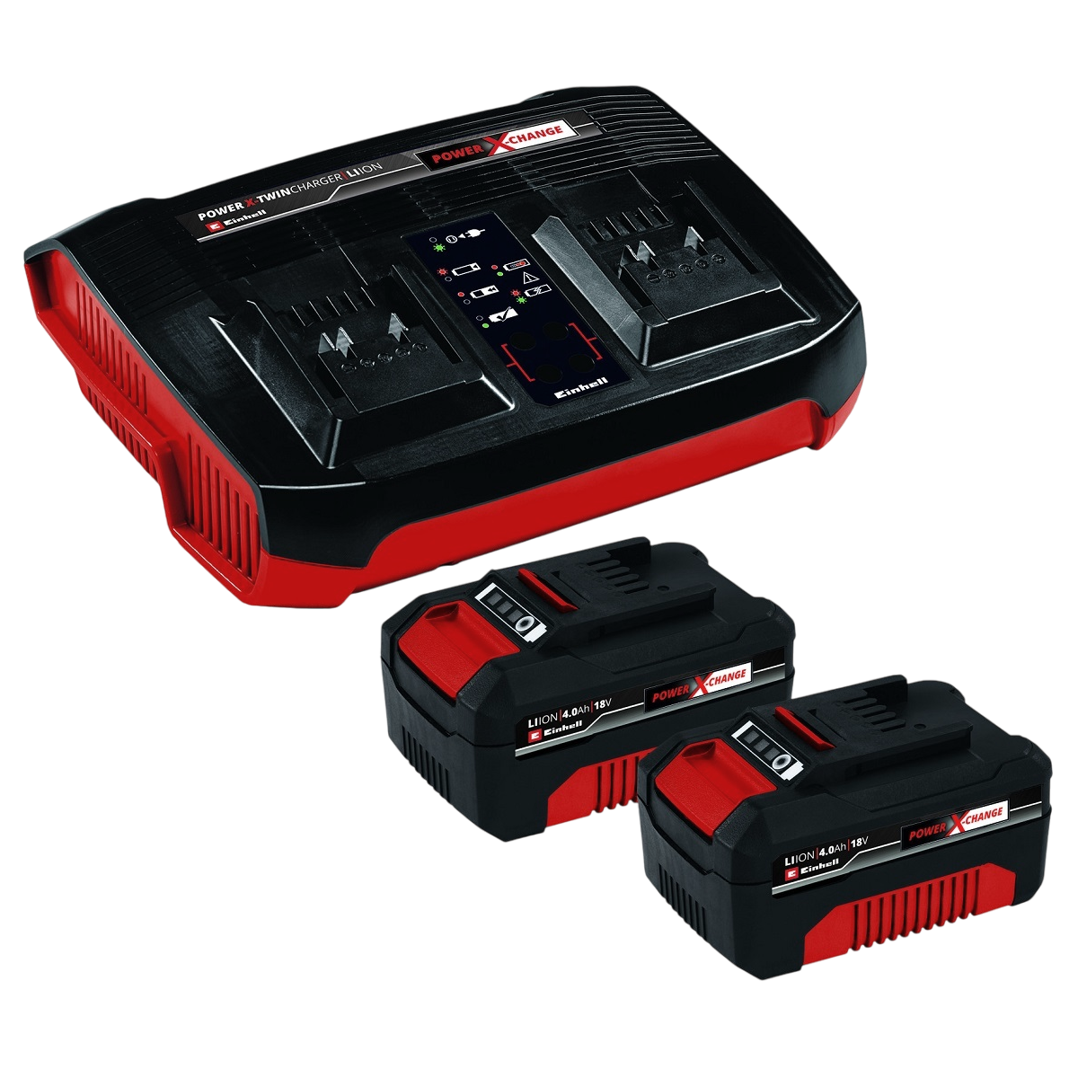 Einhell 4512112 18V Startsæt med 2 stk. 4,0Ah batteri og dobbelt oplader