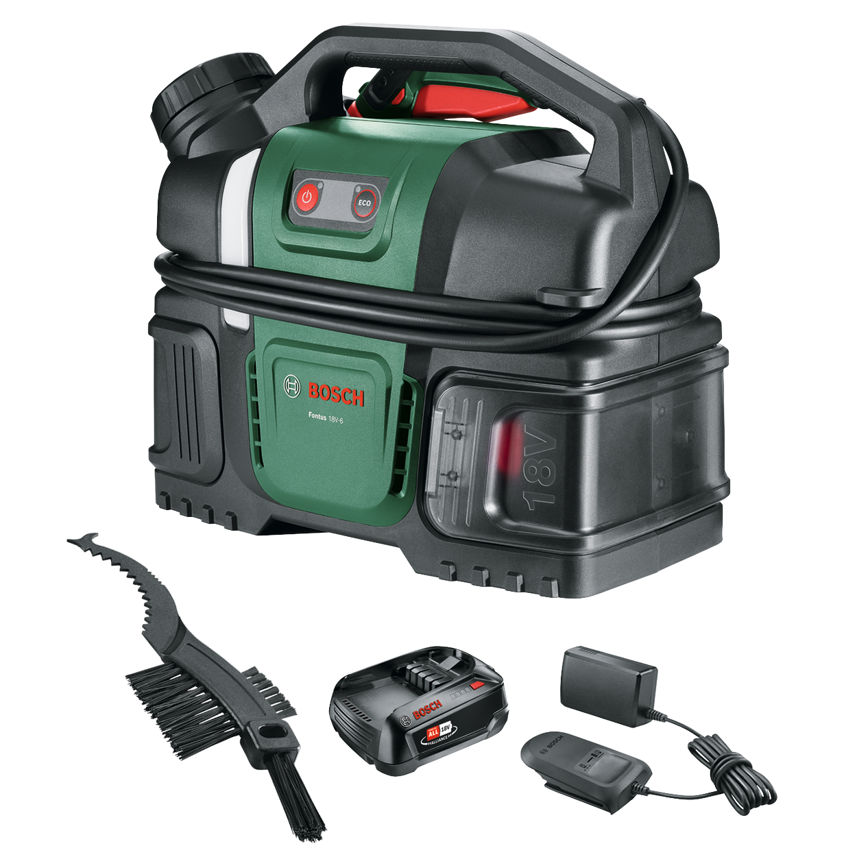 Bosch Fontus 18V-6 Trykrenser med 2,0Ah batteri og lader