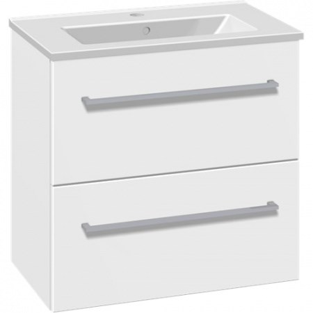 Scanbad Multo+ Badeværelsesmøbel 61 cm med Amber Mini porcelænsvask og 2 metalskuffer i hvid mat