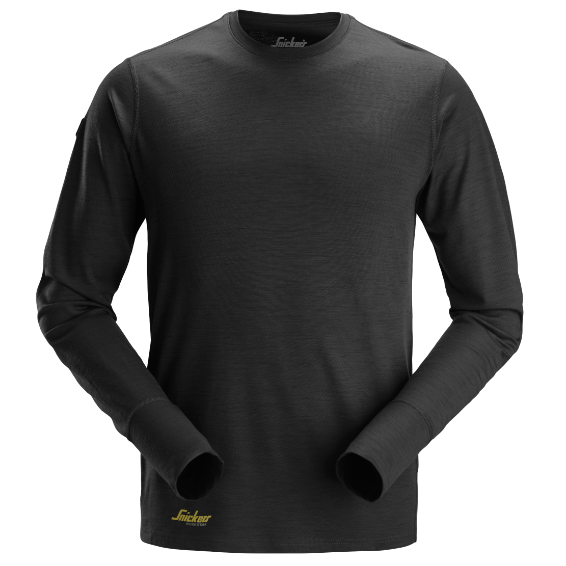 Snickers 2451 Langærmet T-shirt, uld i sort - Str. XL