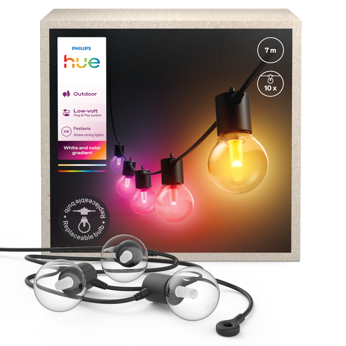 Philips Hue Festavia globe string 7m med 10 pærer