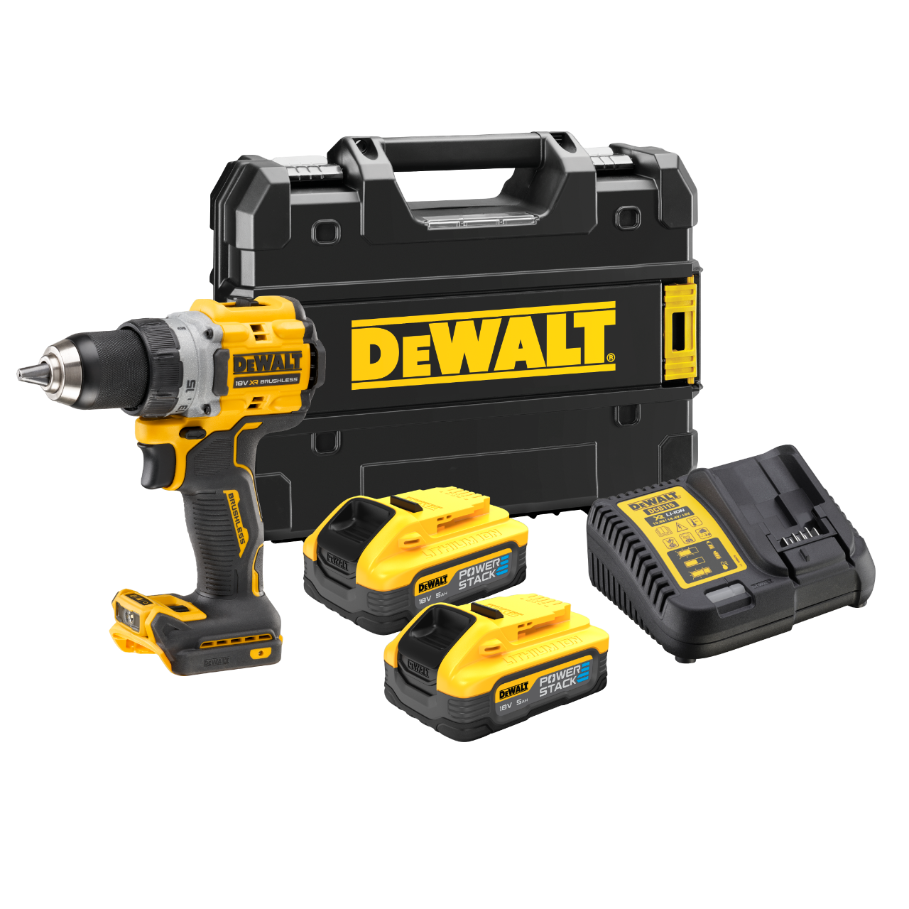 Dewalt DCD800H2T-QW 18V XR Bore-/skruemaskine med 2 stk. 5,0Ah batteri