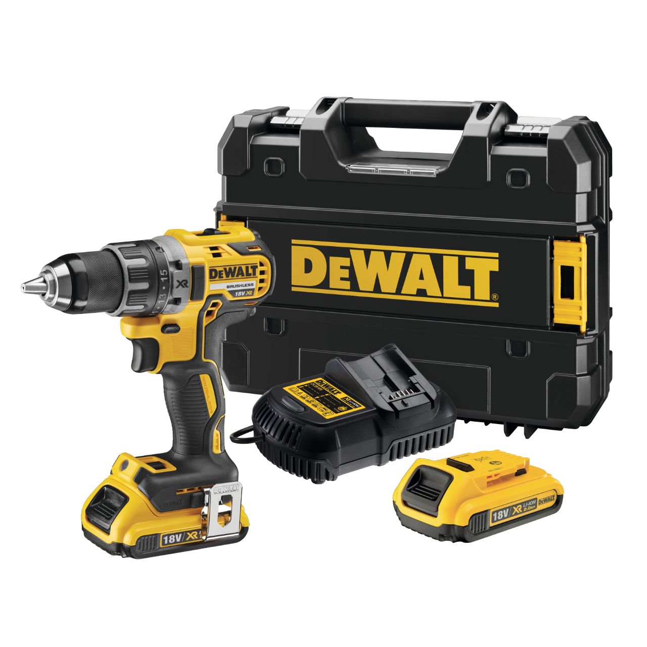 Dewalt DCD791D2 18V XR Bore-/skruemaskine med 2 stk. 2,0Ah batterier