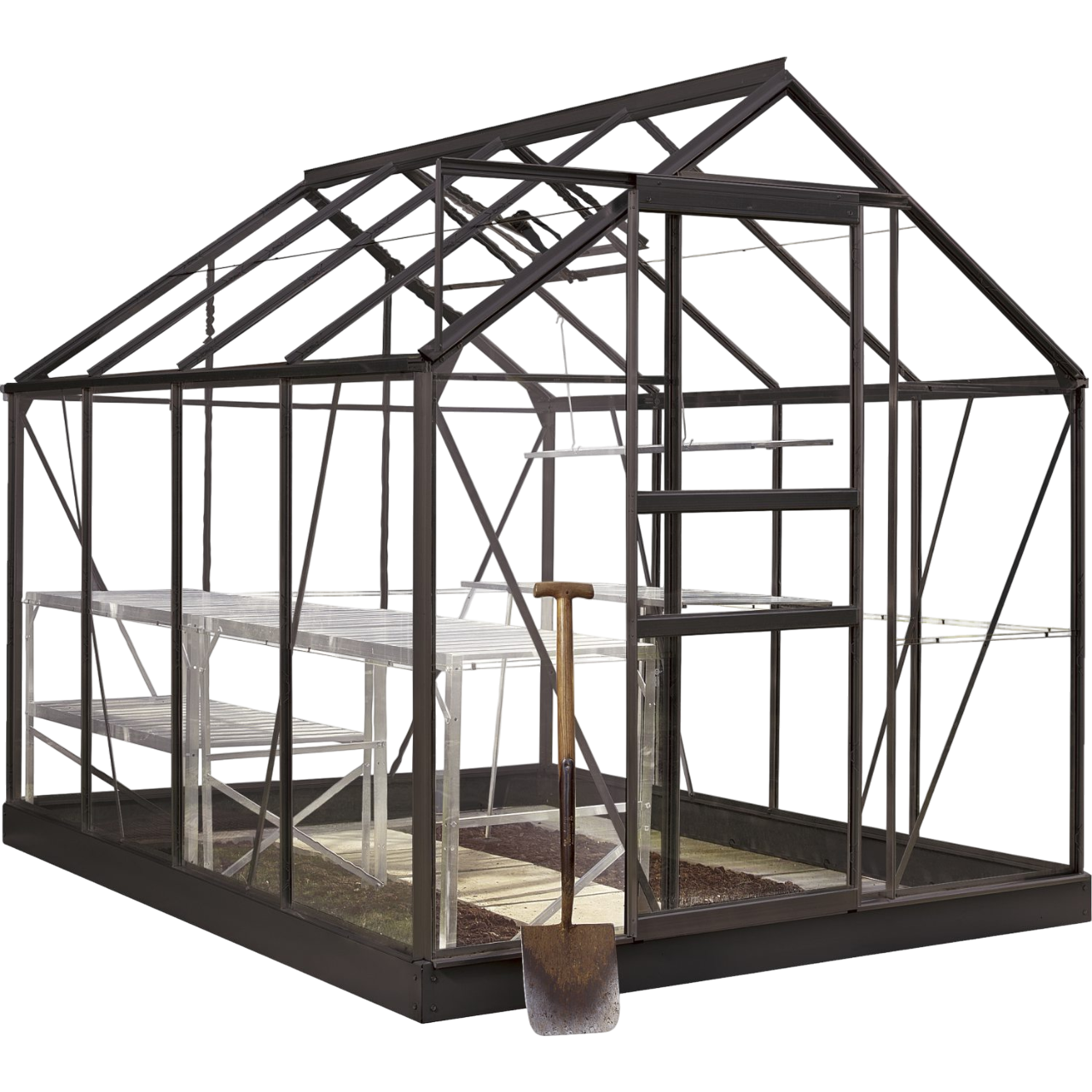 Halls Popular 86 5,0 m2 sort med 3 mm glas og fundament