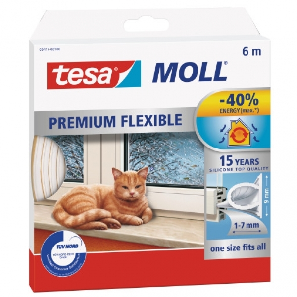 Tesa Premium Flexible Silikone Tætningsliste Hvid – 9mm x 6m