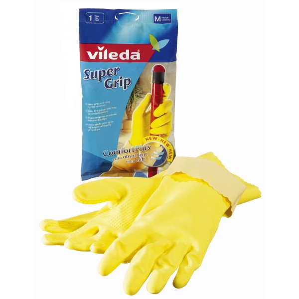 Vileda Gummihandske Medium Super Grip Gul