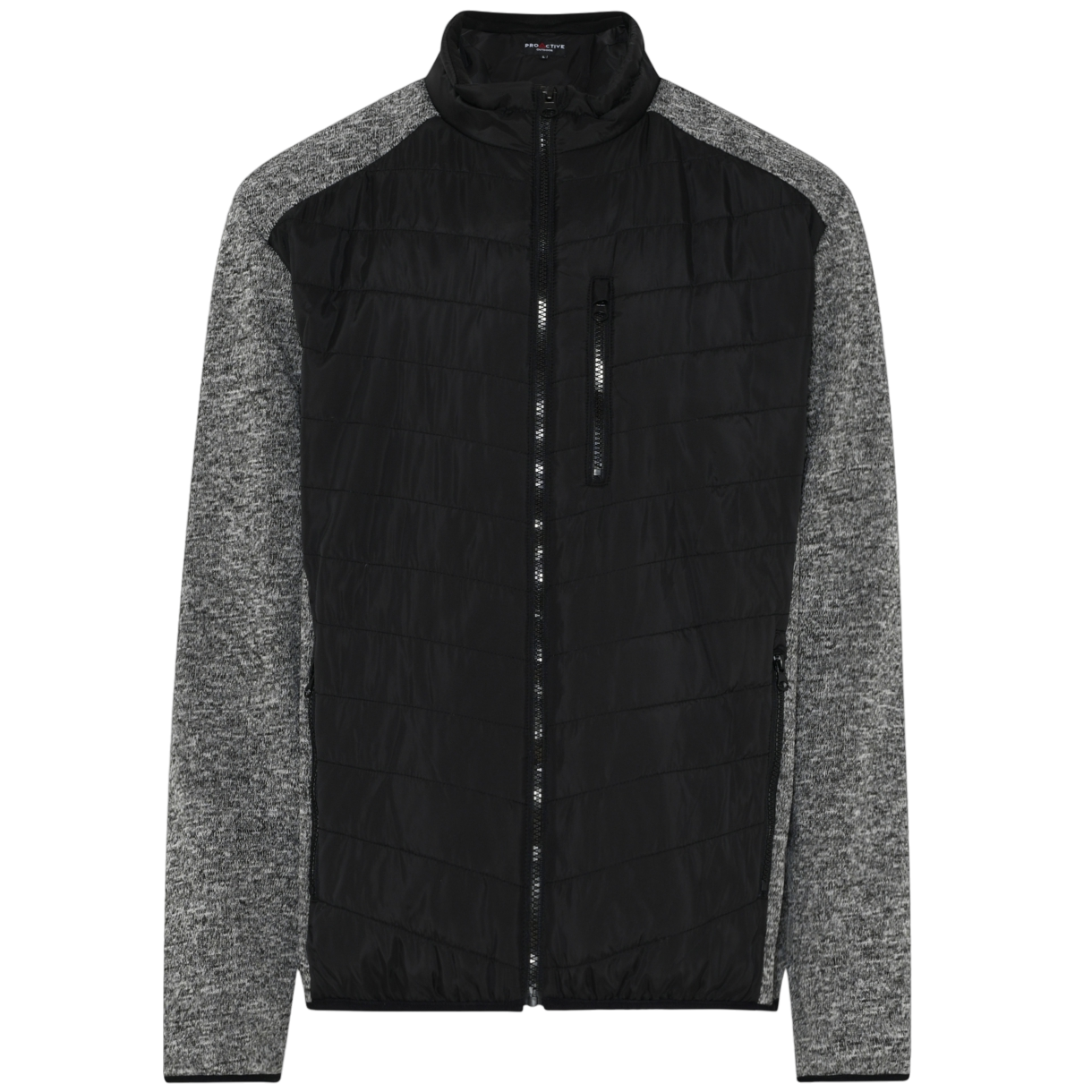 ProActive Fleece jakke med quilt i sort/grå - Str. M