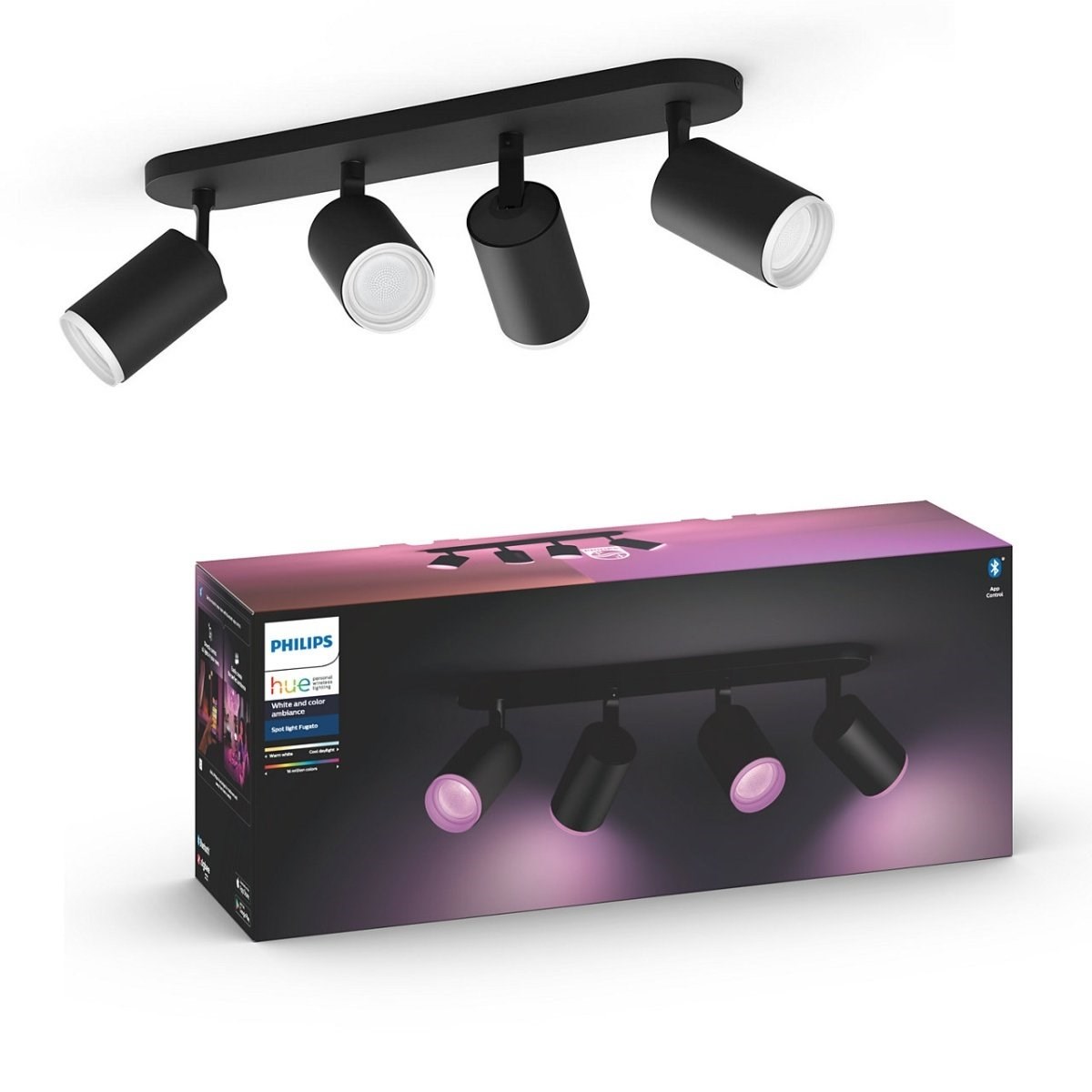 Philips Hue Fugato WCA BT Quad spot i sort