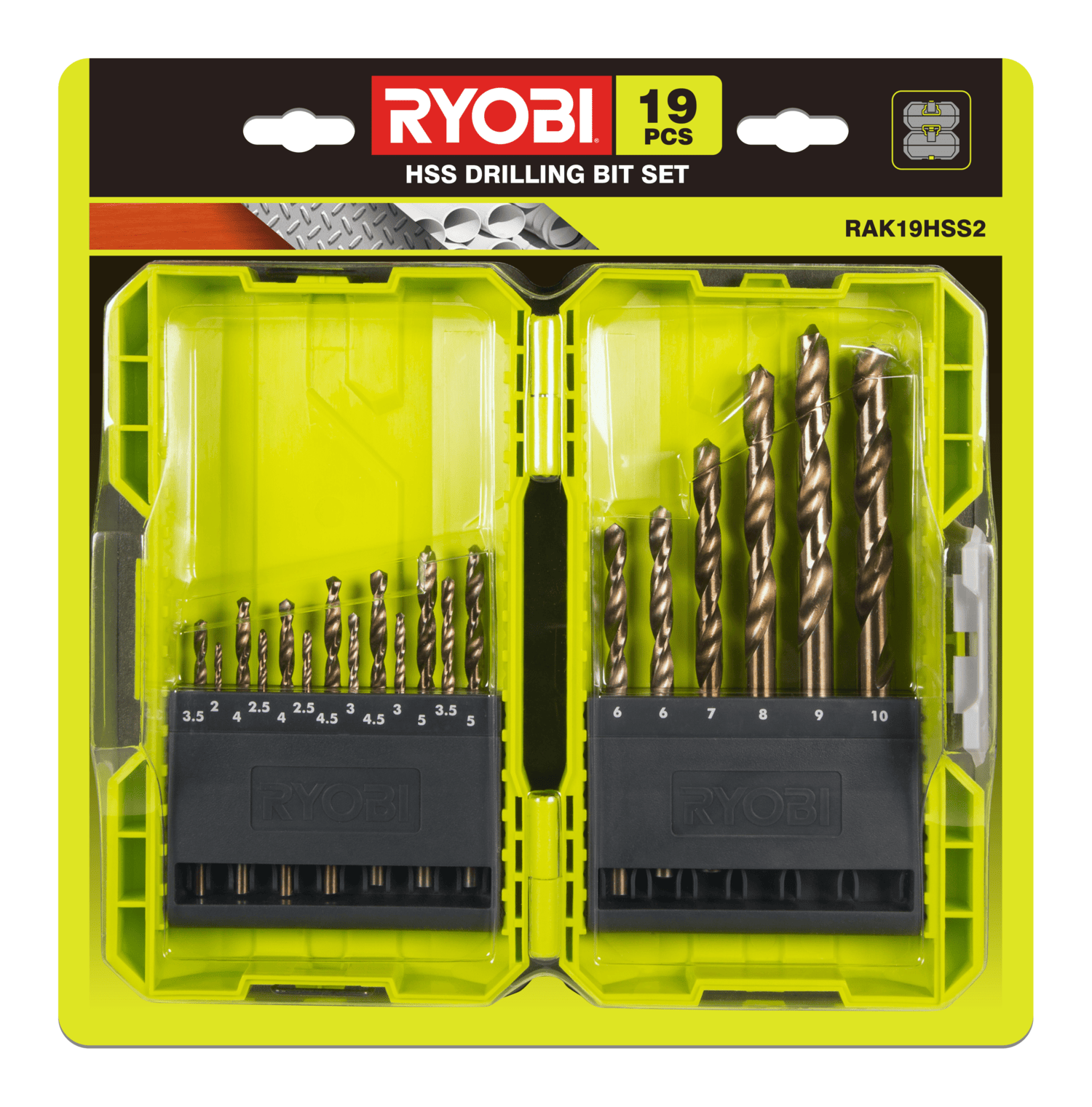 Ryobi RAK19HSS2 HSS Borsæt med 19 dele