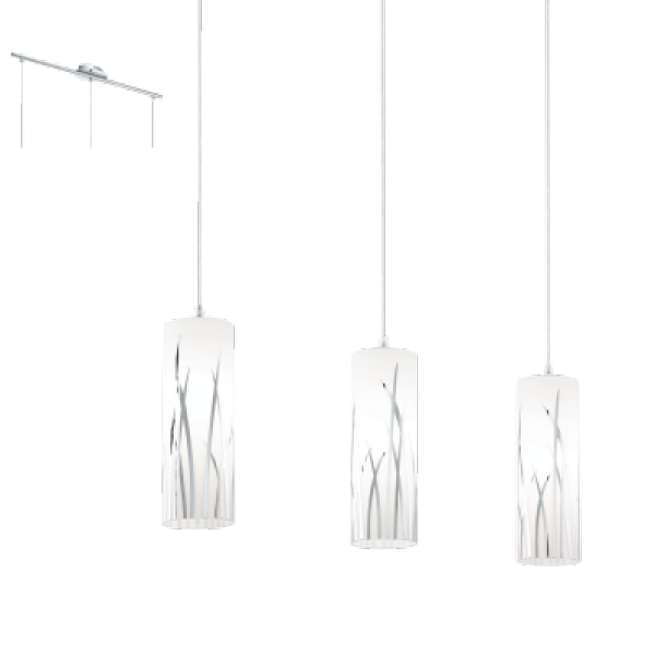 Eglo Rivato pendel i glas med forkromede græs dekorationer - 92741