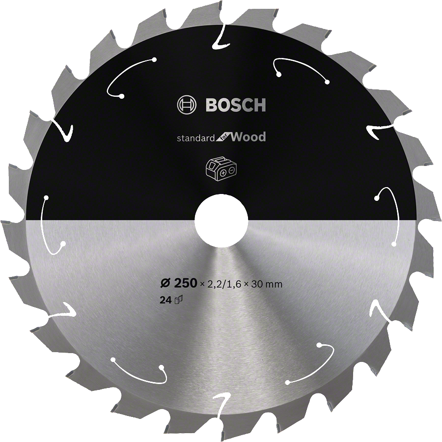 Bosch Standard for Wood-rundsavsklinge til batteridrevne save 250x2,2/1,6x30 - 24T