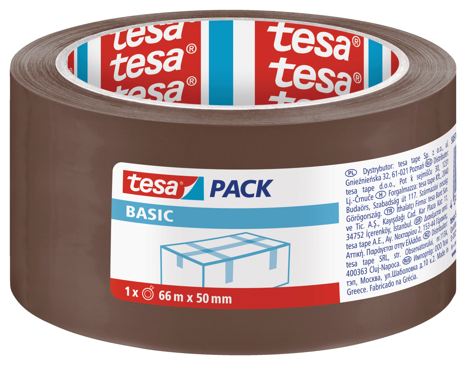 Tesa Emballagetape Basic Pp Brun 66Mx50Mm