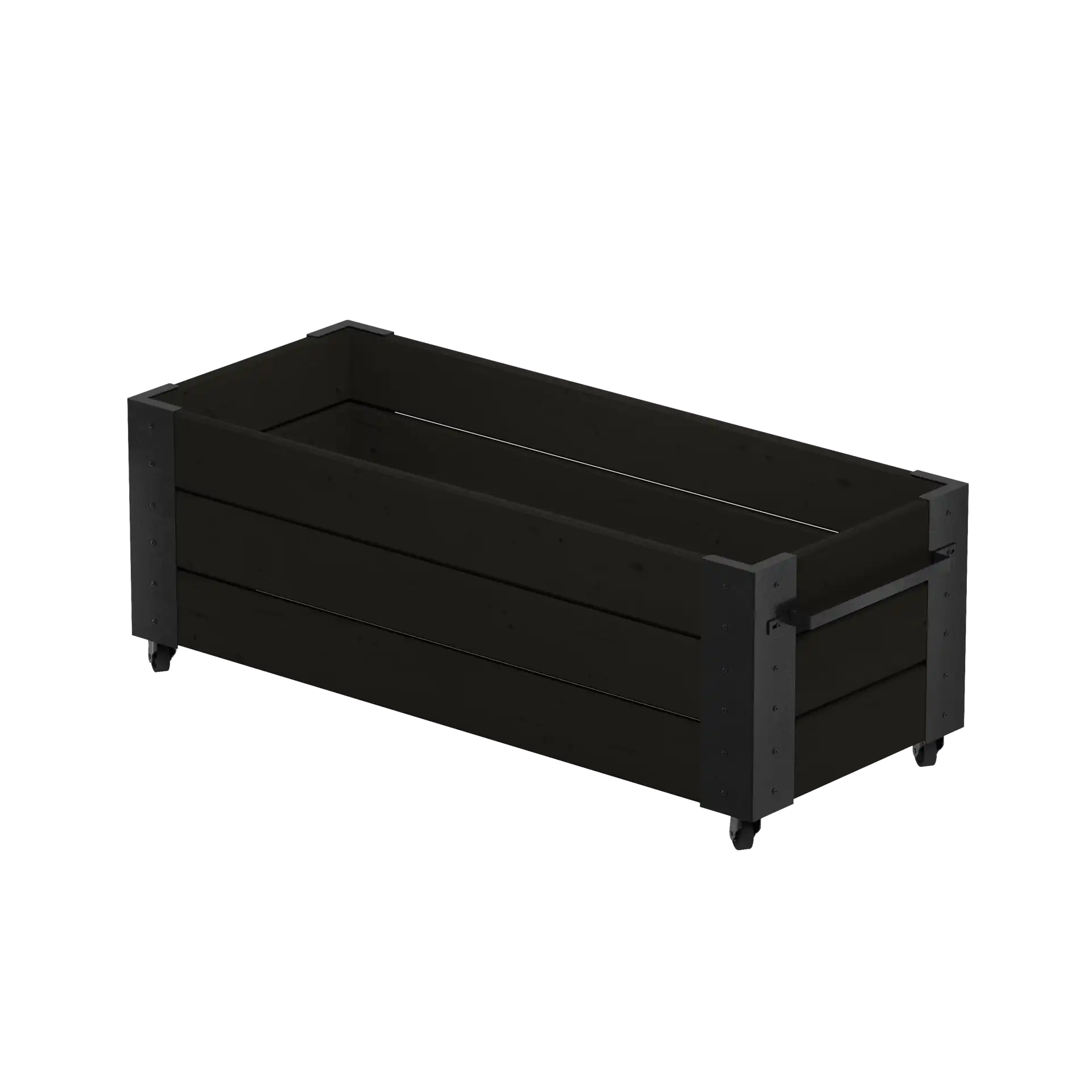 Plus Cubic Blomsterkasse med hjul i Sort RAL 9005 120×45 cm