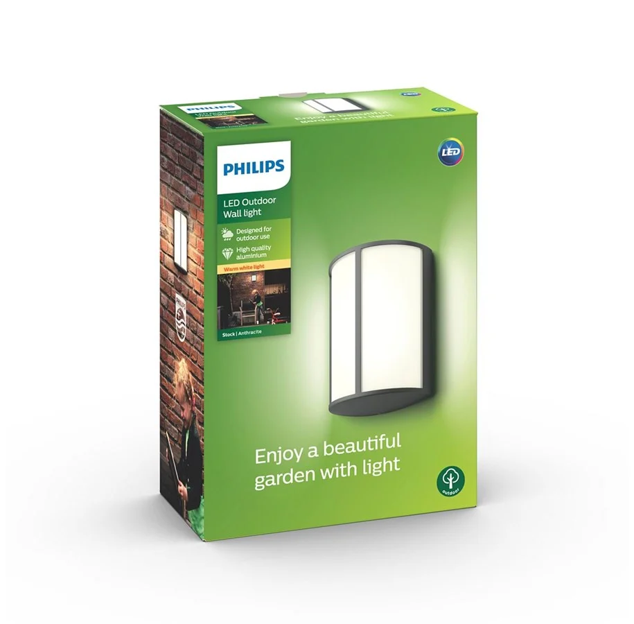 Philips Stock LED udendørs væglampe i antracit - 164649316