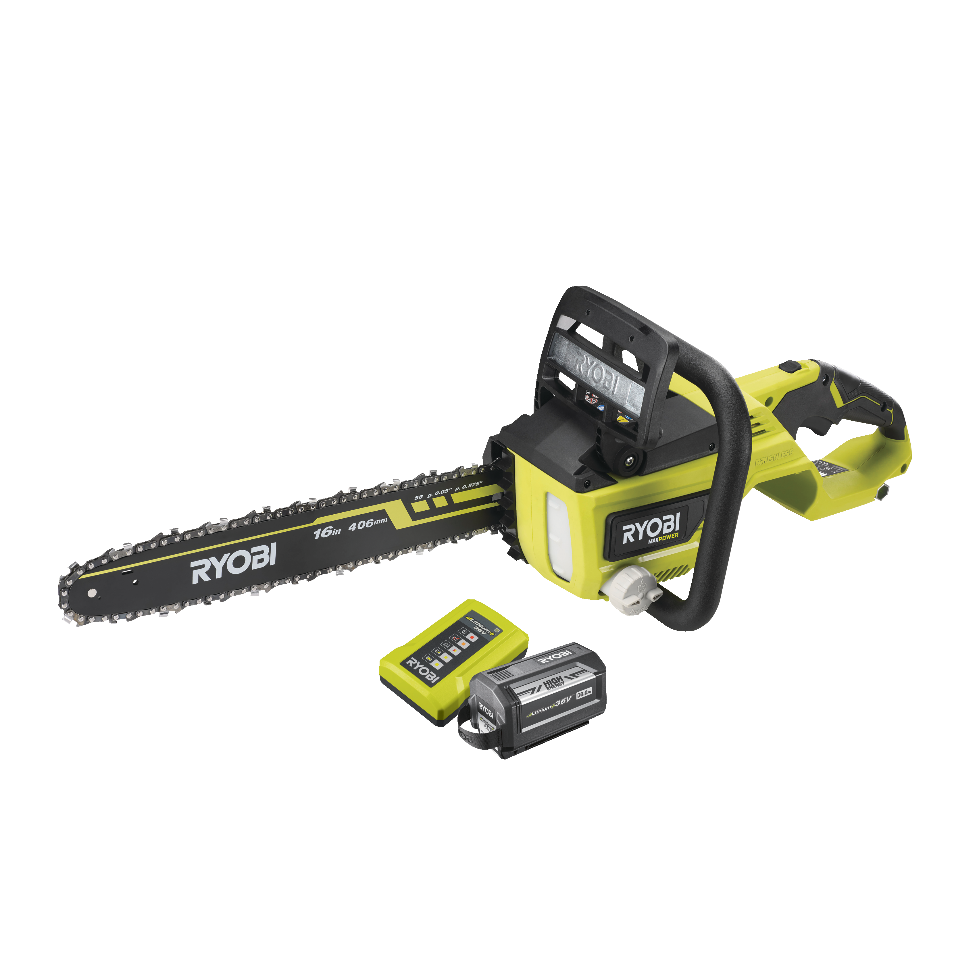 Ryobi RY36CSX40B-160 MAX POWER 36V Kædesav med 6,0 Ah batteri og lader